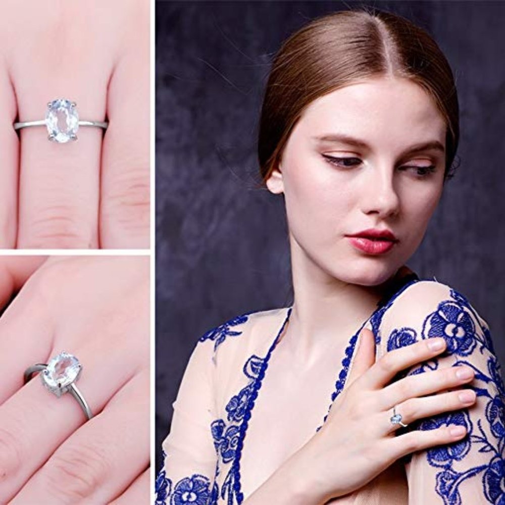 💎 1.55ct Blue Topaz Ring - 925 Sterling Silver - Picture 4 of 7